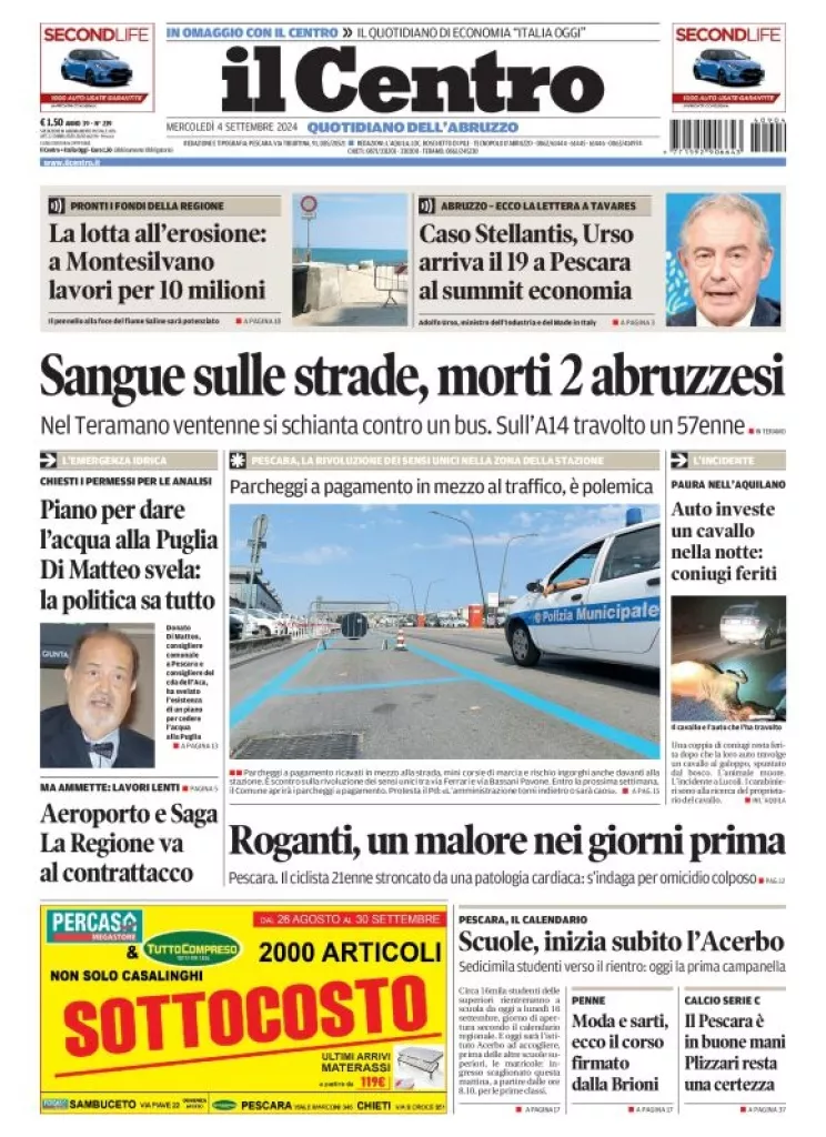 Prima-pagina-il centro-oggi-edizione-del-2024-09-04